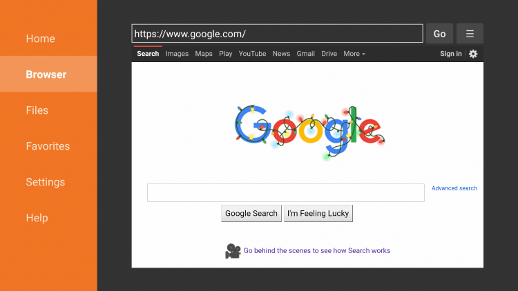 In addition to sideloading, another great feature of Downloader is its Browser option that works like any traditional web browser.