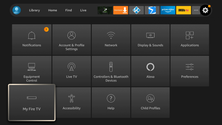 Return to the home screen and within Settings click My Fire TV.