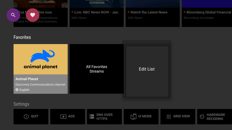 If you want to remove a channel from your Favorites, scroll over and click Edit List.