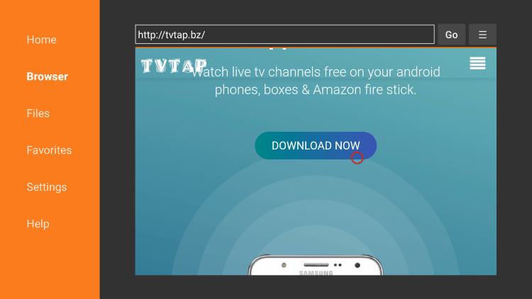 Click Download Now for tvtap pro