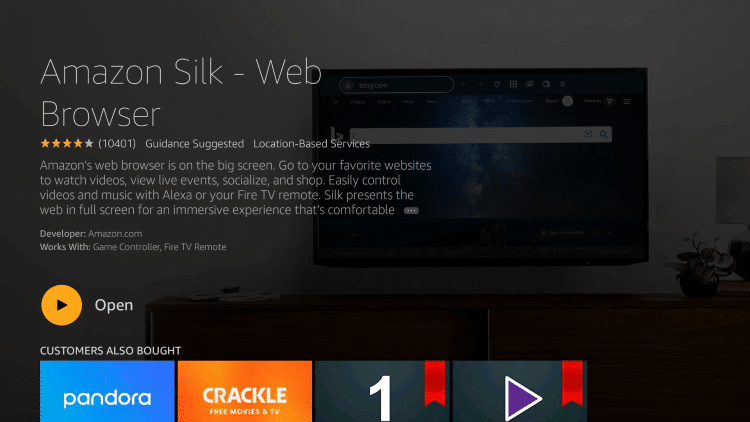 Wait a few seconds for Silk Browser to install.