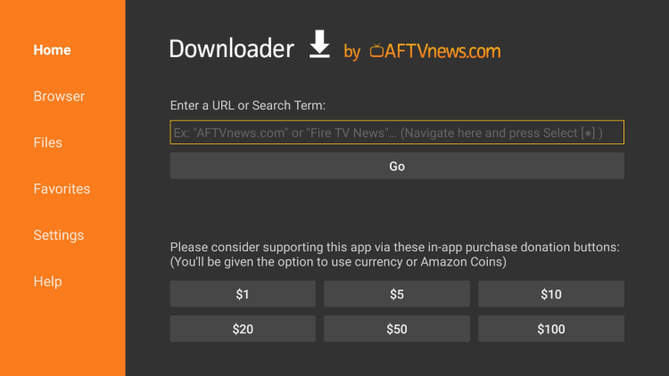 After installing the Downloader app, follow the steps below for installing IPTV Gang.
