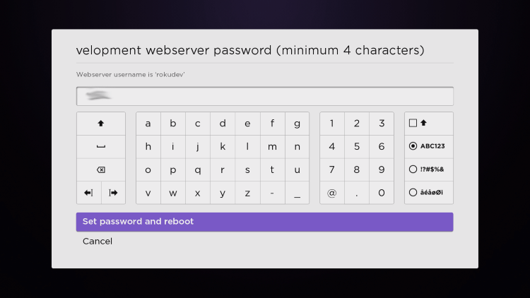 Enter a PIN Number of your choice and click Set password and reboot.