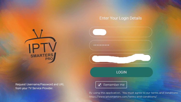 Enter your IPTV on roku login credentials and click Login.