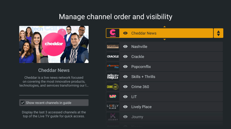 You can now sort channels within Plex and create a list of your Favorites.