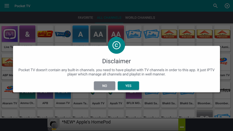 Click Yes when this Disclaimer message appears.