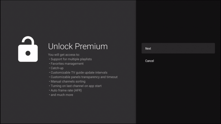 Unlock Premium Screen