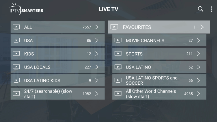 Return back to the channel category list and click Favourites.