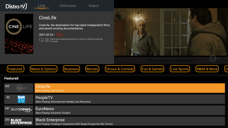 That's it! You have successfully installed the DistroTV app on your Firestick/Fire TV.
