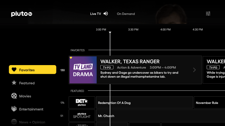 Return back to the channel menu on the left and locate the Favorites option.