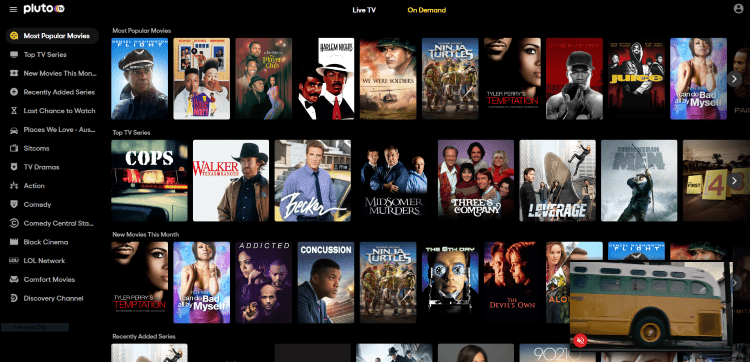 For accessing hundreds of free movies and TV series click the On-Demand option.