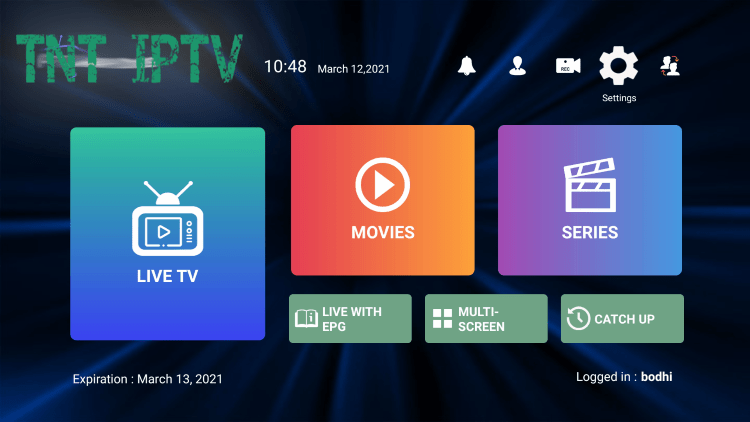 In the example below, we show how to integrate an external player within TNT IPTV.