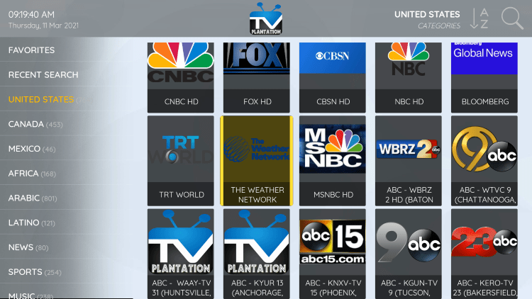 One of the best features within the Plantation TV IPTV service is the ability to add channels to Favorites.