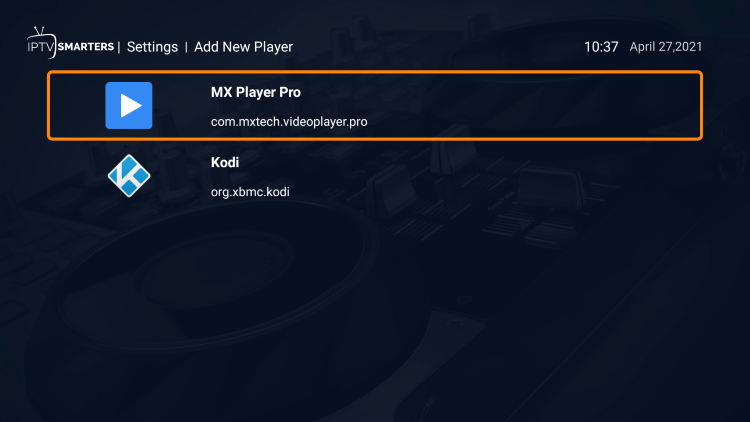 Choose whichever external player you prefer. For this instance, we chose MX Player.
