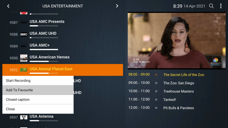 One of the best features within the Streamz IQ IPTV service is the ability to add channels to Favorites.