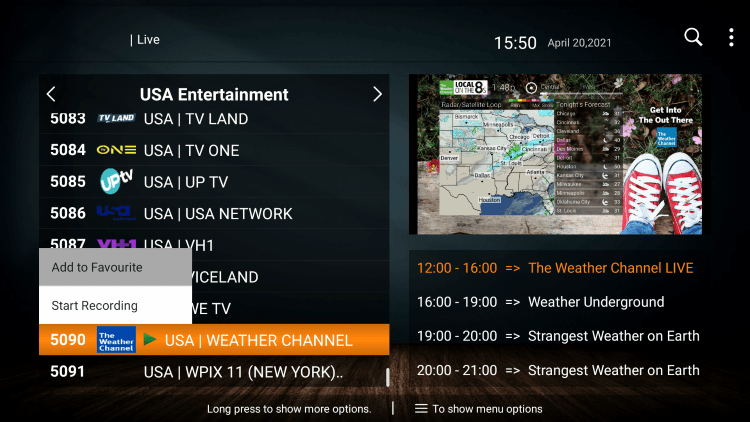 One of the best features of Willow Hosting's IPTV service is the ability to add channels to favorites.