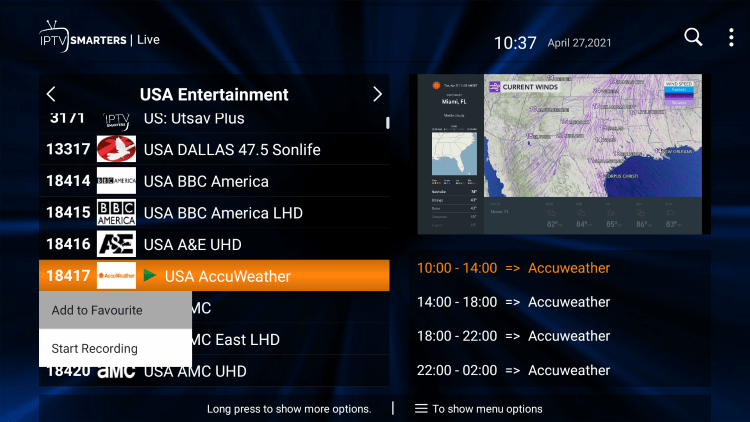One of the best features within the Cola IPTV service is the ability to add channels to Favorites.