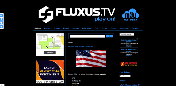 Due to the uncertain legal status of Fluxus IPTV, we will not link to their official website.