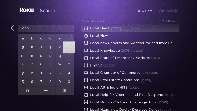 Enter “Local Now” within the search bar.