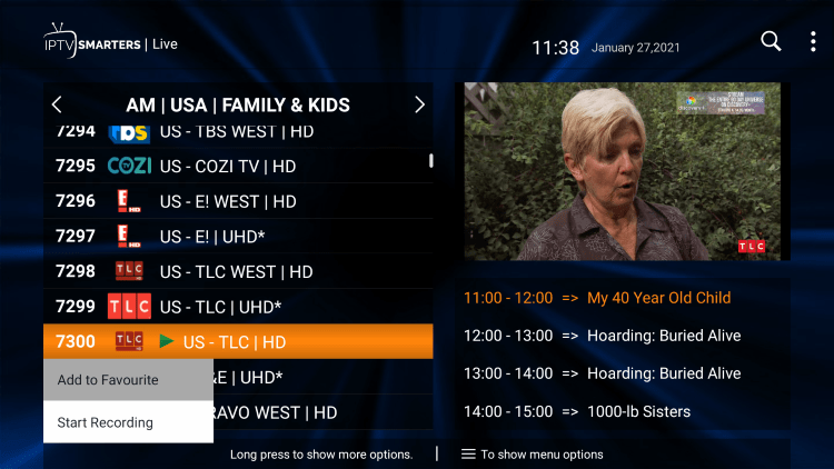 One of the best features within the Glory IPTV service is the ability to add channels to Favorites.