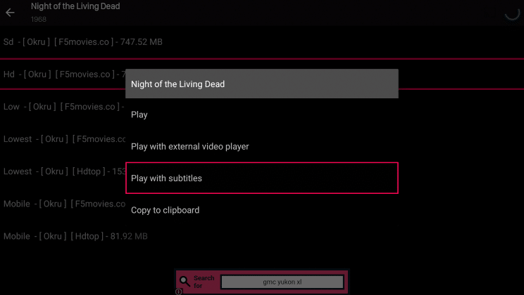 Select Play with subtitles.