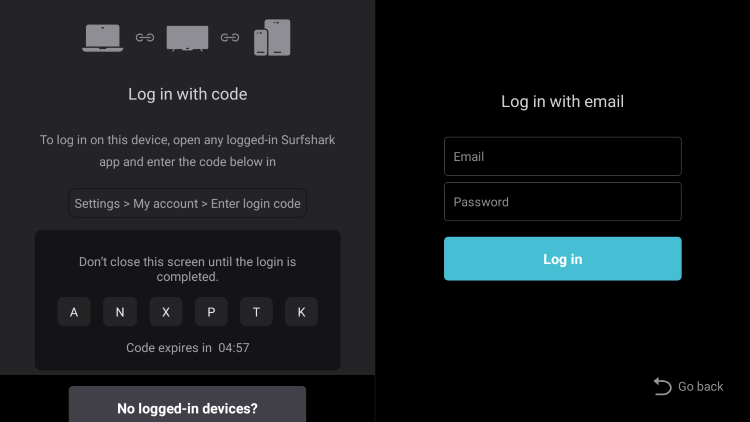 Geben Sie Benutzername und Passwort für Surfshark VPN ein