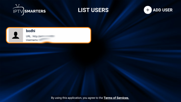 Click on your user.