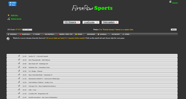 FirstRowSports is one of the most popular sports streaming websites