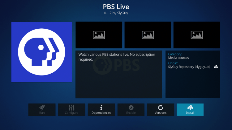 install pbs live kodi addon