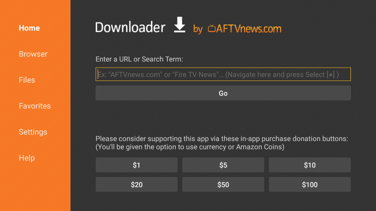 Click on the URL box within the downloader