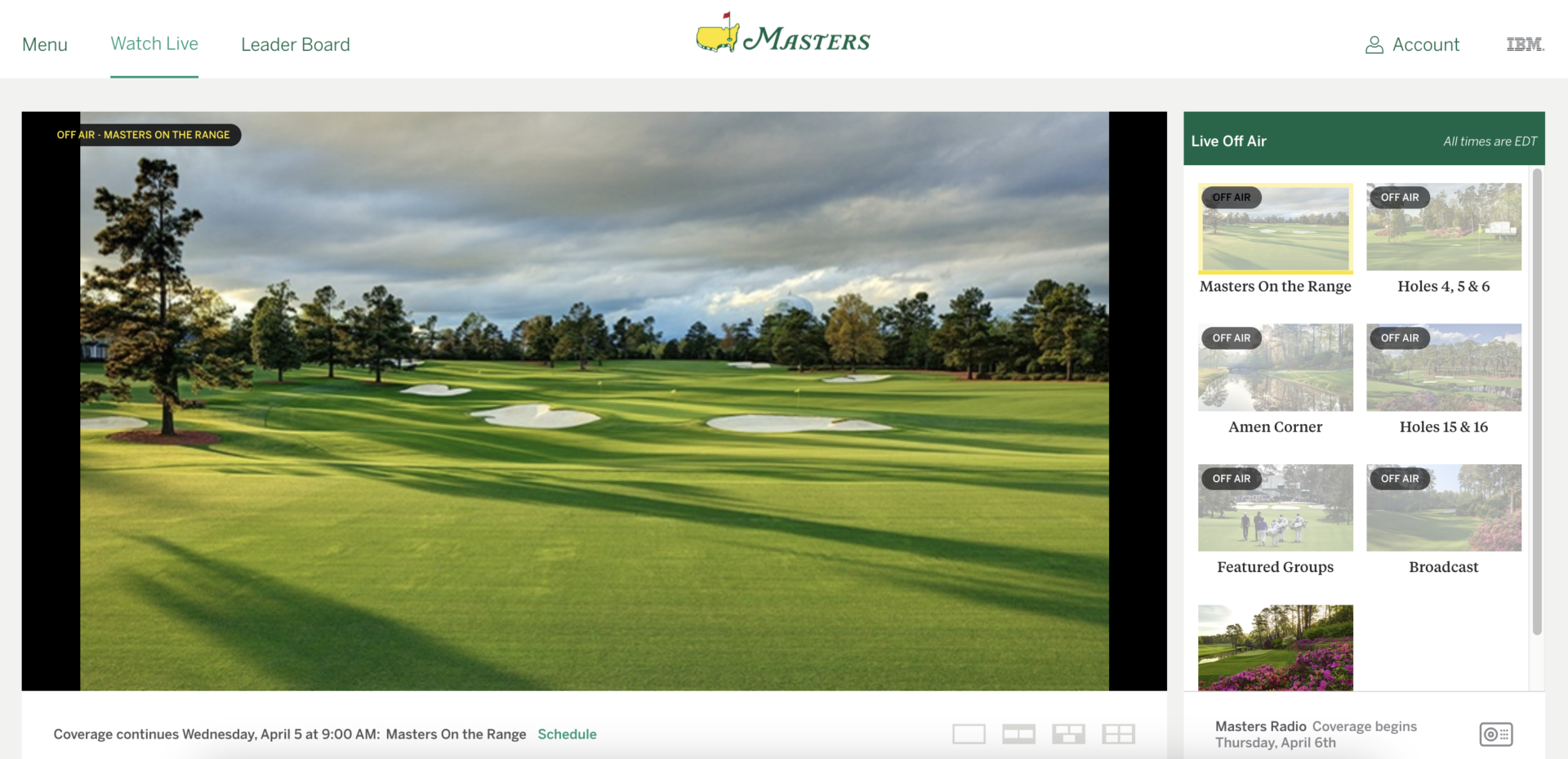 Benutzer können die Website von The Masters auch in jedem Webbrowser besuchen und jedes Sportereignis, das sie bevorzugen, live streamen.