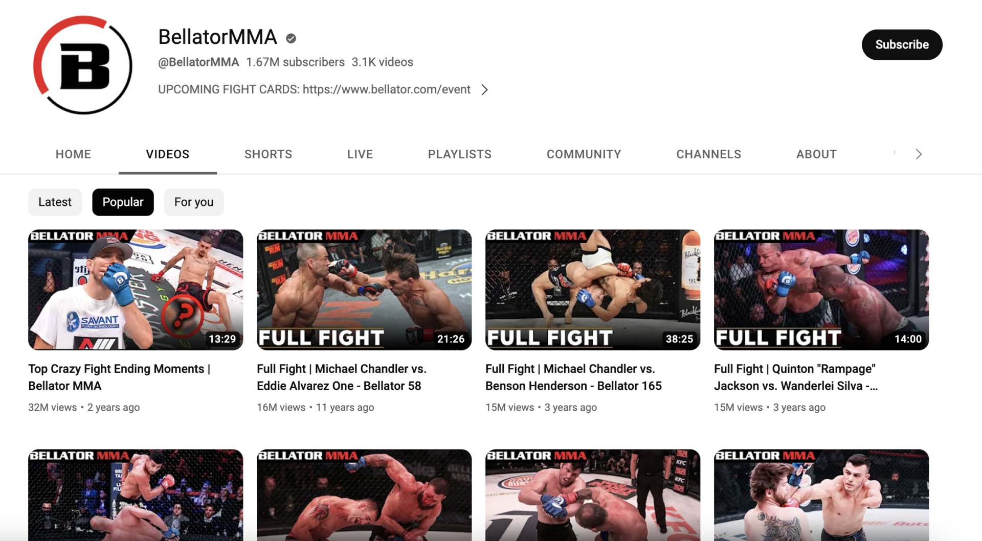 Bellator MMA YouTube-Kanal