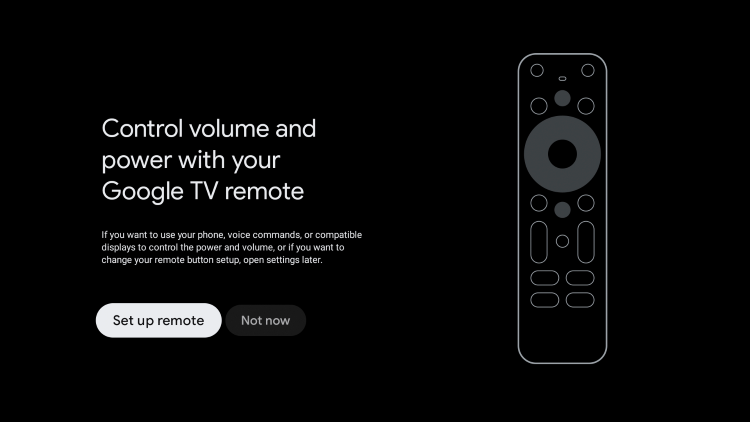 Next choose Set up remote on your onn google tv android box