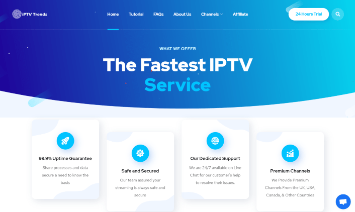 IPTV Trends is a popular live TV service with a large selection of channels and VOD options.