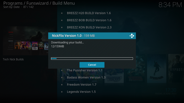 Wait a minute or two for the build to download.