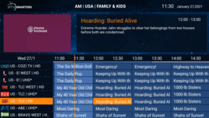 There is also a simple electronic program guide (EPG) for those that prefer this layout.