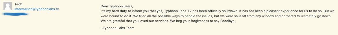 Comment on Taifun Labs IPTV shut down