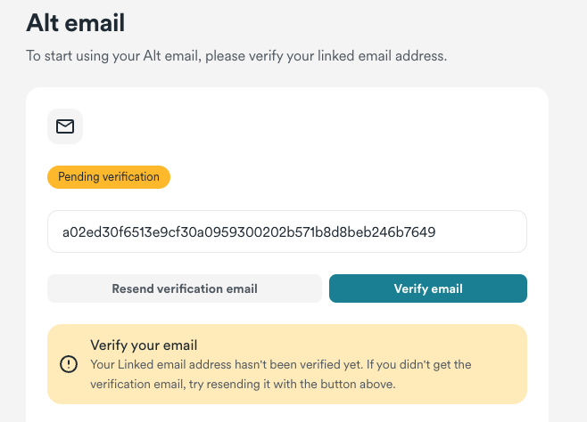 Verify your linked email address, enter the verification code, and click Verify email.