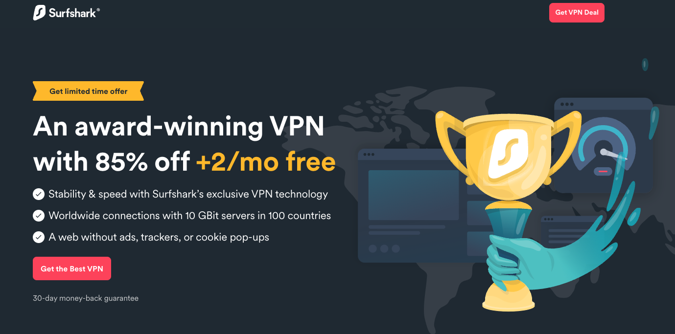 Visit the Surfshark VPN website and click Get VPN.