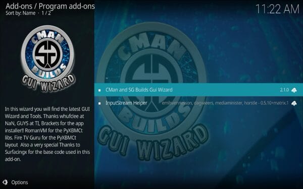 Click cMaN & SG Builds Wizard.