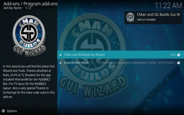 Wait a minute or two for the cMaN Wizard Add-on installed message to appear.