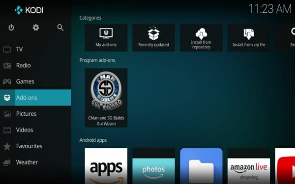 Return back to the home screen of Kodi and select Add-ons from the main menu. Then select cMaN Wizard.
